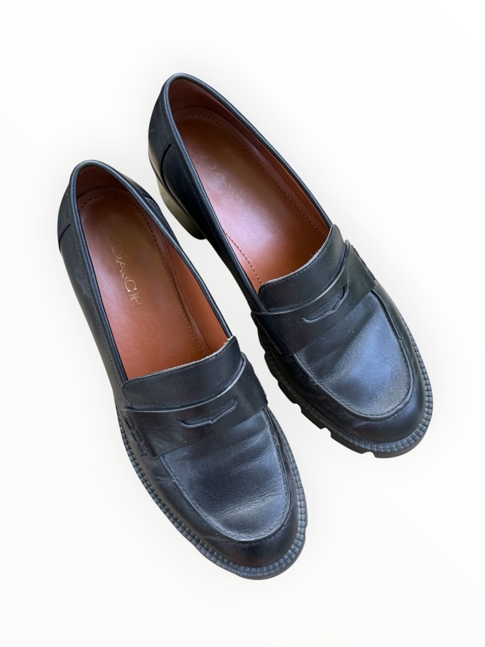 Coach Colleen platform loafers black leather women’s size 8 EUC 90s inspired - Picture 2 of 9